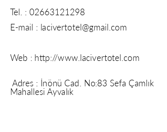 Lacivert Otel iletiim bilgileri